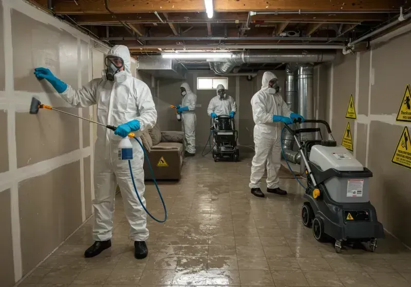 Basement Moisture Removal and Structural Drying process in Stoneboro, PA